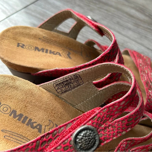 Romika  Red Metallic Wedge Sandals - Picture 6 of 15